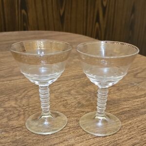 Federal glass vintage 2 set  Elegant Gold banned champane glasses